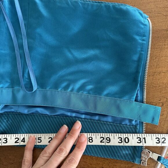 Marc By Marc Jacobs Blue Silk Crop Bustier Corset Top Sz 10 Sweetheart Pleated - Picture 9 of 12